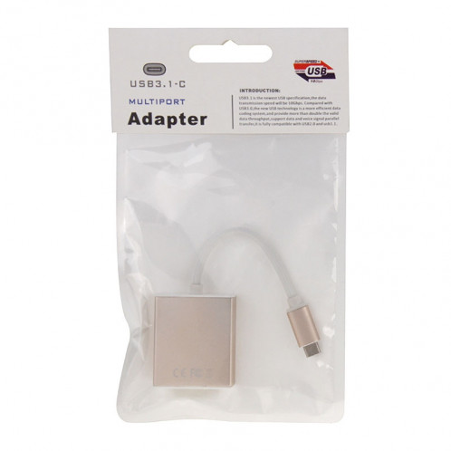 Câble adaptateur USB-C / Type-C 3.1 vers DVI 24 + 5 10cm, Pour MacBook 12 pouces, Chromebook Pixel 2015, Tablet PC Nokia N1 (Or) SH561J881-05
