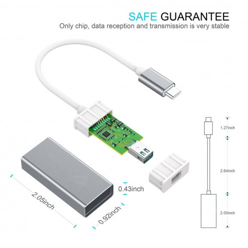 Câble adaptateur USB-C / Type-C 3.1 vers Mini 10cm, Pour MacBook 12 pouces, Chromebook Pixel 2015, Tablet PC Nokia N1 (Argent) SH562J1325-05