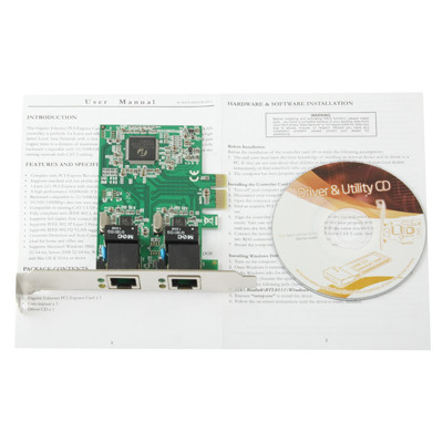 Adaptateur de carte contrôleur PCI-Express double Gigabit Ethernet 2 ports RJ45 10/100/1000 BASE-T (IO-PCE8111-2GLAN) SA1015703-07