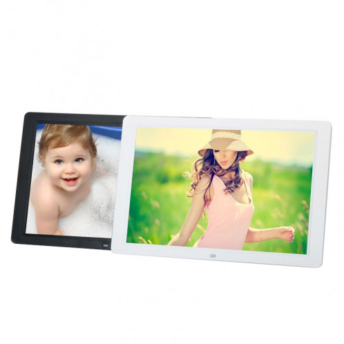 Cadre photo numérique multimédia 15.6 pouces avec écran LCD TFT avec lecteur de musique et lecteur vidéo / fonction de télécommande, prise en charge USB / carte SD, haut-parleur stéréo intégré (blanc) SH00061812-011