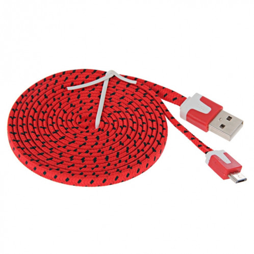 Câble de chargement / données micro USB vers USB tissé de 2 m, Câble de chargement/données micro USB vers USB de style tissé de 2 m (rouge) SH398R795-08