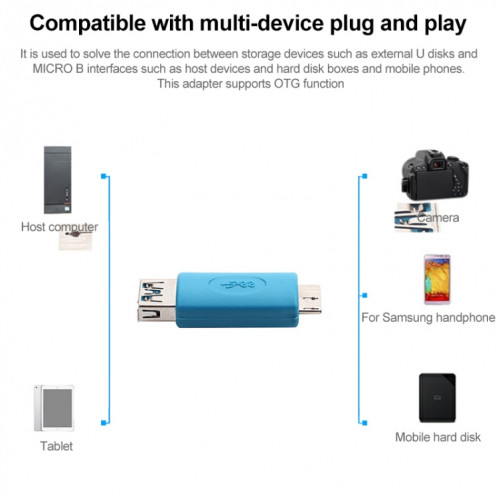 Adaptateur AF micro USB 3.0 vers USB 3.0 avec fonction OTG, Pour Galaxy Note III / N9000 SH2257750-03