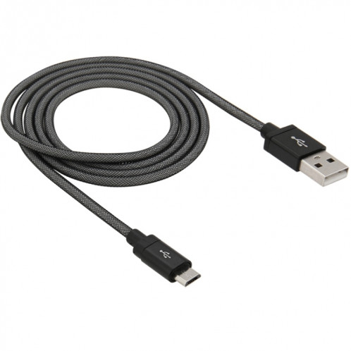Câble de charge / données micro USB vers USB à tête métallique de haute qualité de style net de 1 m, 1m Net Style Tête en métal de haute qualité Micro USB vers USB Données / Câble de charge (Noir) SH230B1018-06
