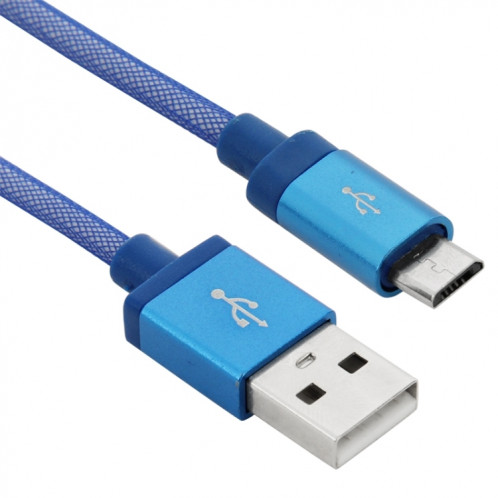 Câble de charge / données micro USB vers USB à tête métallique de haute qualité de style net de 1 m, 1m Net Style Tête en métal de haute qualité Micro USB vers USB Données / Câble de charge (Bleu) SH230L1693-06