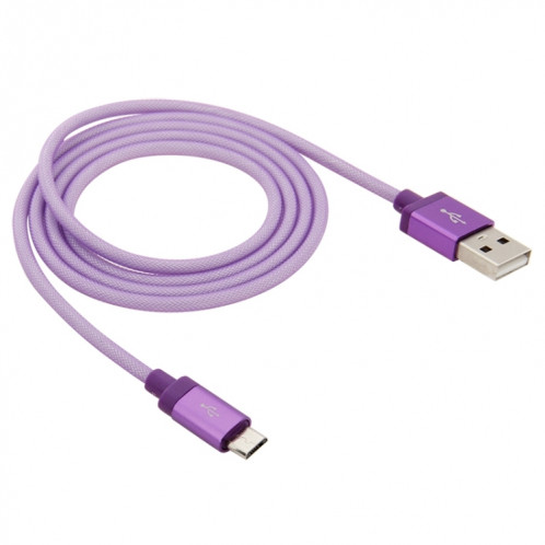 Câble de charge / données micro USB vers USB à tête métallique de haute qualité de style net de 1 m, Câble Micro USB vers USB de 1 m avec tête en métal de haute qualité (violet) SH230P1802-06