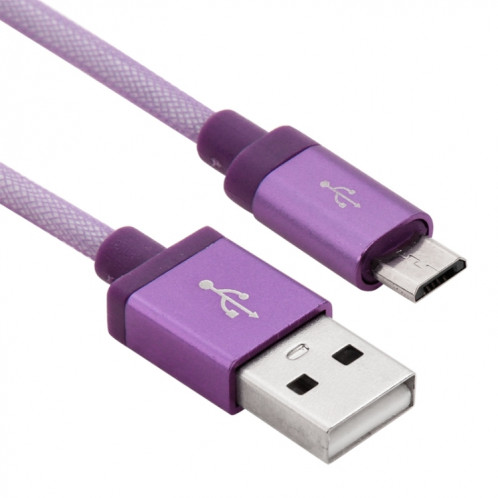 Câble de charge / données micro USB vers USB à tête métallique de haute qualité de style net de 1 m, Câble Micro USB vers USB de 1 m avec tête en métal de haute qualité (violet) SH230P1802-06