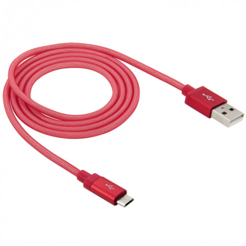 Câble de données / de charge Micro USB vers USB à tête métallique de haute qualité de style net de 1 m, Câble Micro USB vers USB de 1 m avec tête en métal de haute qualité (rouge) SH230R1467-06