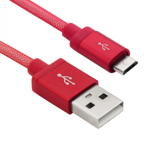 Câble de données / de charge Micro USB vers USB à tête métallique de haute qualité de style net de 1 m, Câble Micro USB vers USB de 1 m avec tête en métal de haute qualité (rouge) SH230R1467-06