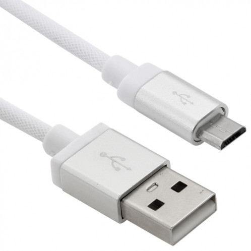 1m Net Style Tête en métal de haute qualité Micro USB vers USB Câble de données / de charge, Câble Micro USB vers USB de 1 m avec tête en métal de haute qualité (blanc) SH230W525-06