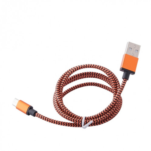 Câble de données / chargeur de type micro USB vers USB 2.0 tissé de 1 m, Pour Samsung, HTC, Sony, Lenovo, Huawei et autres smartphones (orange) SH481E1800-06