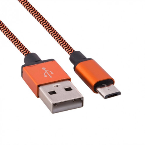 Câble de données / chargeur de type micro USB vers USB 2.0 tissé de 1 m, Pour Samsung, HTC, Sony, Lenovo, Huawei et autres smartphones (orange) SH481E1800-06