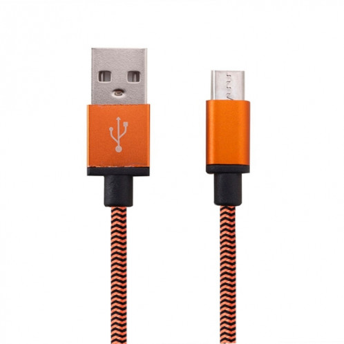 Câble de données / chargeur de type micro USB vers USB 2.0 tissé de 1 m, Pour Samsung, HTC, Sony, Lenovo, Huawei et autres smartphones (orange) SH481E1800-06