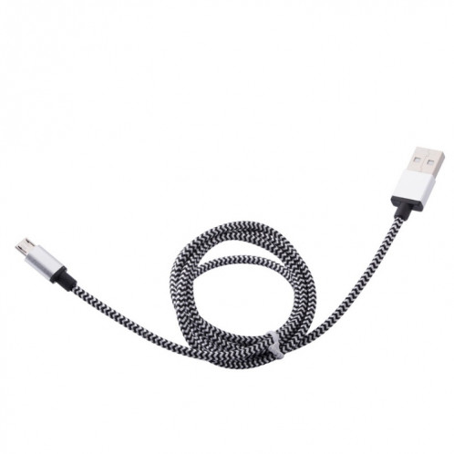 Câble de données / chargeur de type micro USB vers USB 2.0 tissé de 1 m, Pour Samsung, HTC, Sony, Lenovo, Huawei et autres smartphones (argent) SH481S694-06