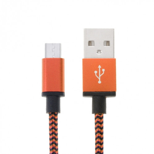 Câble de données / chargeur de type micro USB vers USB 2.0 tissé de 2 m, Câble de données/chargeur micro USB vers USB 2.0 style tissé de 2 m (orange) SH591E520-07