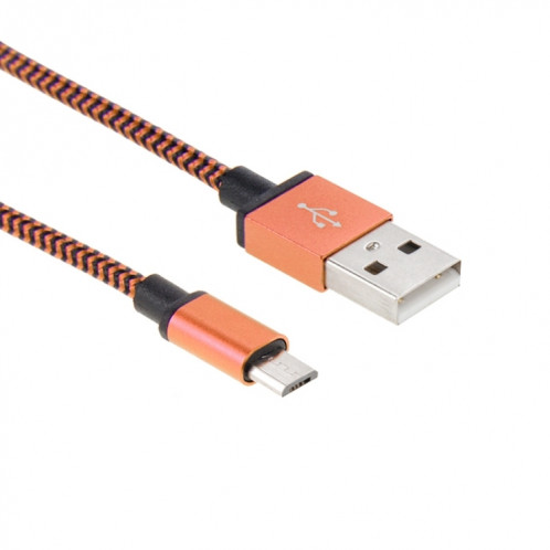 Câble de données / chargeur de type micro USB vers USB 2.0 tissé de 2 m, Câble de données/chargeur micro USB vers USB 2.0 style tissé de 2 m (orange) SH591E520-07