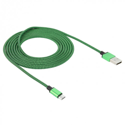 Câble de données / chargeur de type micro USB vers USB 2.0 tissé de 2 m, Câble de données/chargeur micro USB vers USB 2.0 style tissé de 2 m (vert) SH591G1246-07