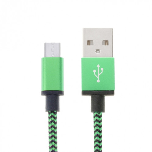 Câble de données / chargeur de type micro USB vers USB 2.0 tissé de 2 m, Câble de données/chargeur micro USB vers USB 2.0 style tissé de 2 m (vert) SH591G1246-07