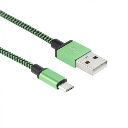 Câble de données / chargeur de type micro USB vers USB 2.0 tissé de 2 m, Câble de données/chargeur micro USB vers USB 2.0 style tissé de 2 m (vert) SH591G1246-07