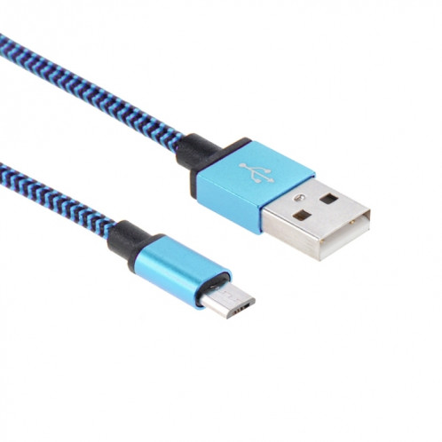 Câble de données / chargeur de type micro USB vers USB 2.0 tissé de 2 m, Câble de données/chargeur micro USB vers USB 2.0 style tissé de 2 m (bleu) SH591L1264-07