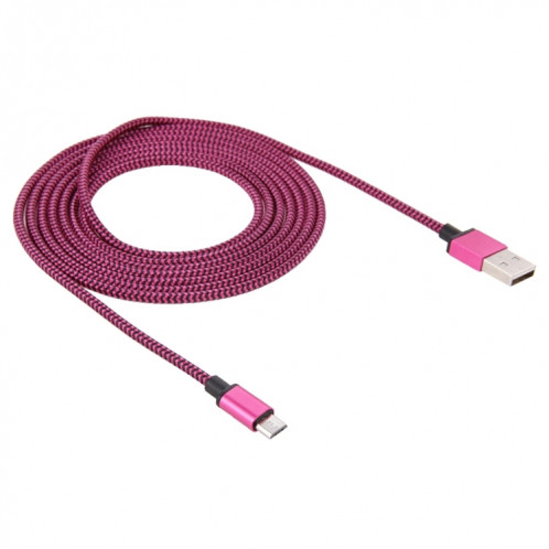 Câble de données / chargeur de type micro USB vers USB 2.0 tissé de 2 m, Câble de données/chargeur micro USB vers USB 2.0 style tissé de 2 m (magenta) SH591M825-07