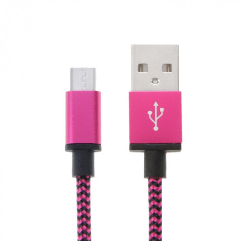 Câble de données / chargeur de type micro USB vers USB 2.0 tissé de 2 m, Câble de données/chargeur micro USB vers USB 2.0 style tissé de 2 m (magenta) SH591M825-07