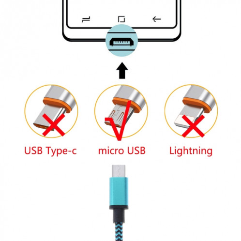 Câble de données / chargeur de type micro USB vers USB 2.0 tissé de 2 m, Câble de données/chargeur micro USB vers USB 2.0 style tissé de 2 m (magenta) SH591M825-07