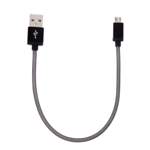 Câble de données / chargeur micro USB vers USB 2.0 à tête métallique de style net de 25 cm, Câble de données/chargeur Micro USB vers USB 2.0 à tête métallique de style filet de 25 cm (noir) SH890B317-06