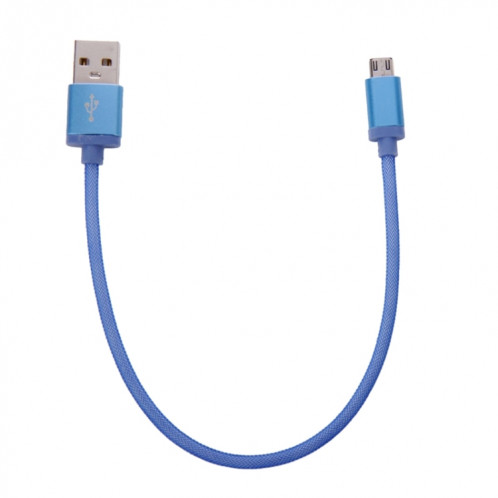 Câble de données/chargeur Micro USB vers USB 2.0 à tête métallique de style filet de 25 cm (bleu) SH890L1404-06