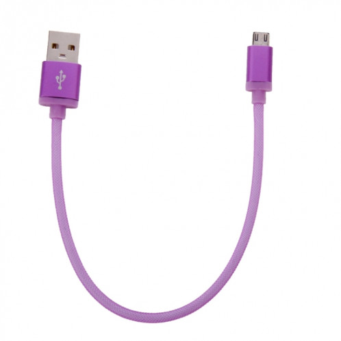 Câble de données/chargeur Micro USB vers USB 2.0 à tête métallique de style filet de 25 cm (violet) SH890P1782-06