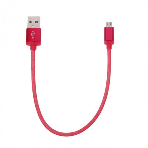 Câble de données/chargeur Micro USB vers USB 2.0 à tête métallique de style filet de 25 cm (rouge) SH890R1934-06
