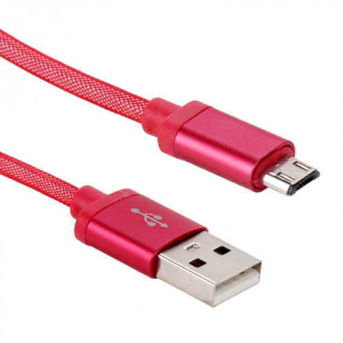 Câble de données/chargeur Micro USB vers USB 2.0 à tête métallique de style filet de 25 cm (rouge) SH890R1934-06