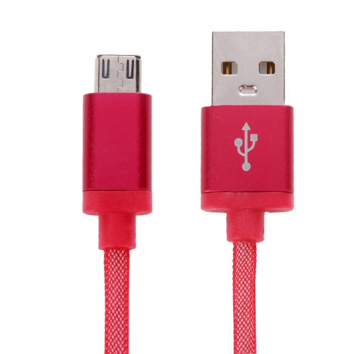 Câble de données/chargeur Micro USB vers USB 2.0 à tête métallique de style filet de 25 cm (rouge) SH890R1934-06