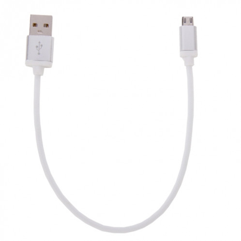 Câble de données/chargeur Micro USB vers USB 2.0 à tête métallique de style filet de 25 cm (blanc) SH890W600-06