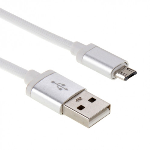 Câble de données/chargeur Micro USB vers USB 2.0 à tête métallique de style filet de 25 cm (blanc) SH890W600-06