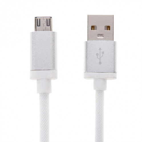 Câble de données/chargeur Micro USB vers USB 2.0 à tête métallique de style filet de 25 cm (blanc) SH890W600-06