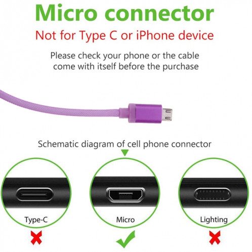 Câble de données/chargeur Micro USB vers USB 2.0 à tête métallique de style filet de 25 cm (rouge) SH890R1934-06