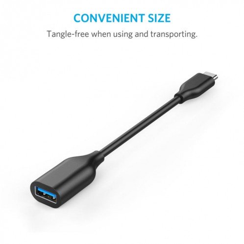 Câble OTG USB-C / Type-C 3.1 mâle vers USB 3.0 femelle, longueur: 19 cm, Câble OTG USB-C / Type-C 3.1 mâle vers USB 3.0 femelle, longueur: 19 cm (noir) SH932B558-07