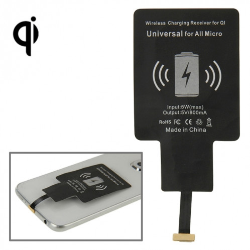 Récepteur de charge sans fil pour QI, universel pour tous les micro (noir) SH757B417-06