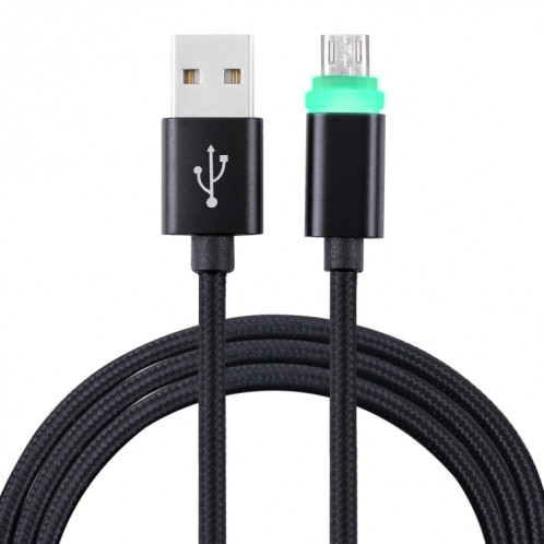 Câble de synchronisation de données micro USB vers USB 2.0 de style tissé de 1 m avec voyant LED, Câble de synchronisation de données micro USB vers USB 2.0 style tissé de 1 m avec voyant LED (noir) SH934B1017-06