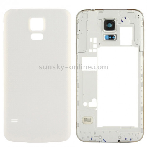 Support d'écran LCD d'origine avec câble bouton et couvercle arrière, remplacement pour Samsung Galaxy S5 / G900 (blanc) SS0286795-05