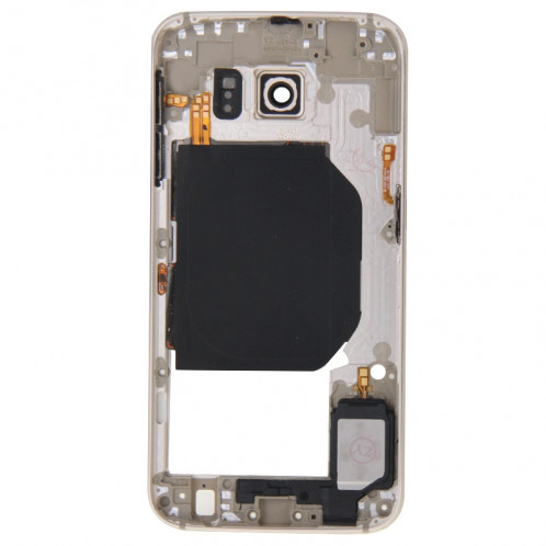 iPartsBuy Retour Plaque Boîtier Caméra Lens Remplacement du Panneau avec des Touches Latérales et Buzzer Ringer Haut-Parleur pour Samsung Galaxy S6 / G920F (Gold) SI179J681-09
