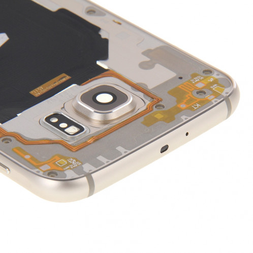 iPartsBuy Retour Plaque Boîtier Caméra Lens Remplacement du Panneau avec des Touches Latérales et Buzzer Ringer Haut-Parleur pour Samsung Galaxy S6 / G920F (Gold) SI179J681-09
