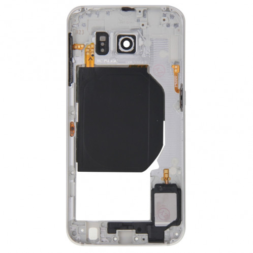 iPartsBuy Retour Plaque Boîtier Caméra Lens Remplacement du Panneau avec des Touches Latérales et Buzzer Ringer Haut-Parleur pour Samsung Galaxy S6 / G920F (Blanc) SI179W1461-09