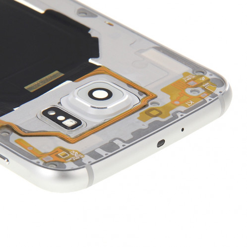 iPartsBuy Retour Plaque Boîtier Caméra Lens Remplacement du Panneau avec des Touches Latérales et Buzzer Ringer Haut-Parleur pour Samsung Galaxy S6 / G920F (Blanc) SI179W1461-09