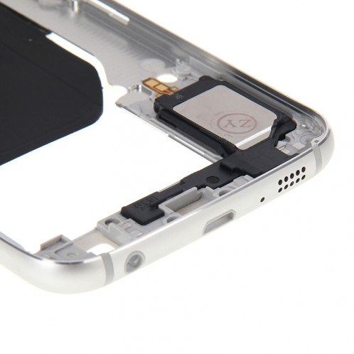 iPartsBuy Retour Plaque Boîtier Caméra Lens Remplacement du Panneau avec des Touches Latérales et Buzzer Ringer Haut-Parleur pour Samsung Galaxy S6 / G920F (Blanc) SI179W1461-09