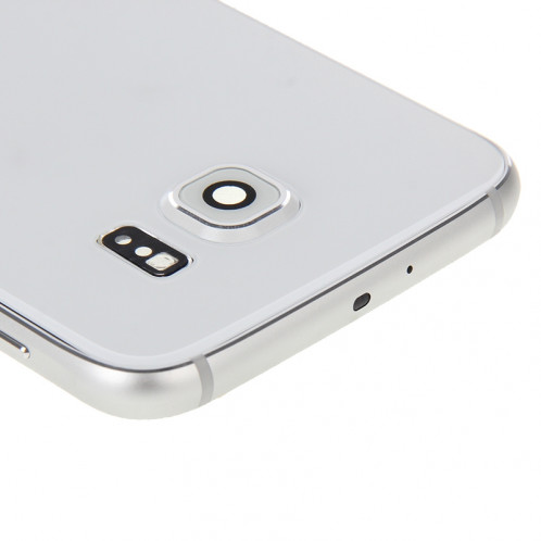 iPartsBuy Couvercle du boîtier complet (face arrière du boîtier de la lentille de la caméra + couvercle arrière de la batterie) pour Samsung Galaxy S6 Edge / G925 (blanc) SI192W1983-09