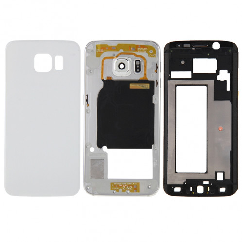 iPartsAchet couvercle du boîtier complet (boîtier avant LCD cadre lunette + plaque arrière boîtier de la caméra lentille + couvercle arrière de la batterie) pour Samsung Galaxy S6 Edge / G925 (blanc) SI193W1609-09
