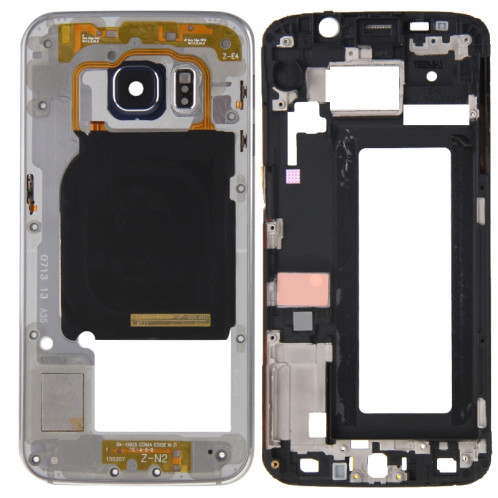iPartsBuy Couvercle du boîtier complet (boîtier avant LCD cadre lunette + plaque arrière logement caméra lentille panneau) pour Samsung Galaxy S6 Edge / G925 (gris) SI195H804-09