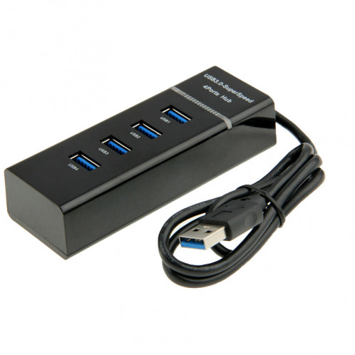 4 Ports USB 3.0 HUB, Super Vitesse 5 Gbps, Plug and Play, avec indicateur de puissance LED, BYL-P104 (Noir) S4135B884-04