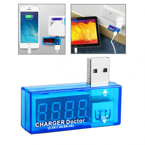 Docteur de charge USB / Testeur de courant pour téléphones portables / tablettes (bleu) SH07051810-07